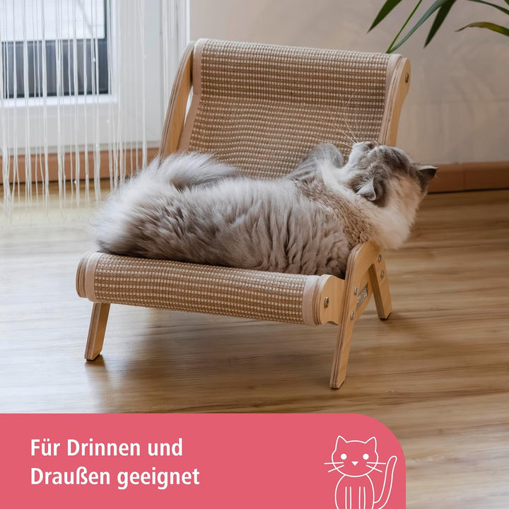 Kerbl Pet Liegestuhl Sundowner, braun, 52x37x37 cm, Katzenbett, Katzenliegebett, Holz, Katzen