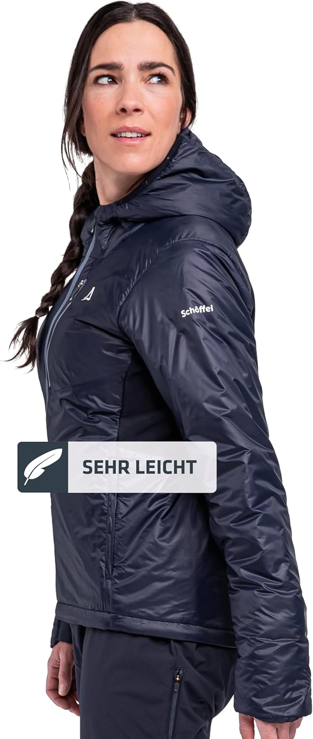 Schöffel Damen Ins Hybrid Black Raven L, leichte MTB Jacke mit 4 D Body Mapping, atmungsaktive, wärm