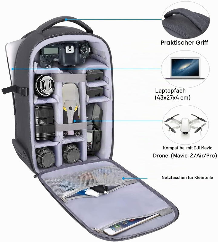 MOSISO Kamera Rucksack, DSLR/SLR/Spiegellose Fotografie Kameratasche 15-16 Zoll Wasserdichte Hartsch