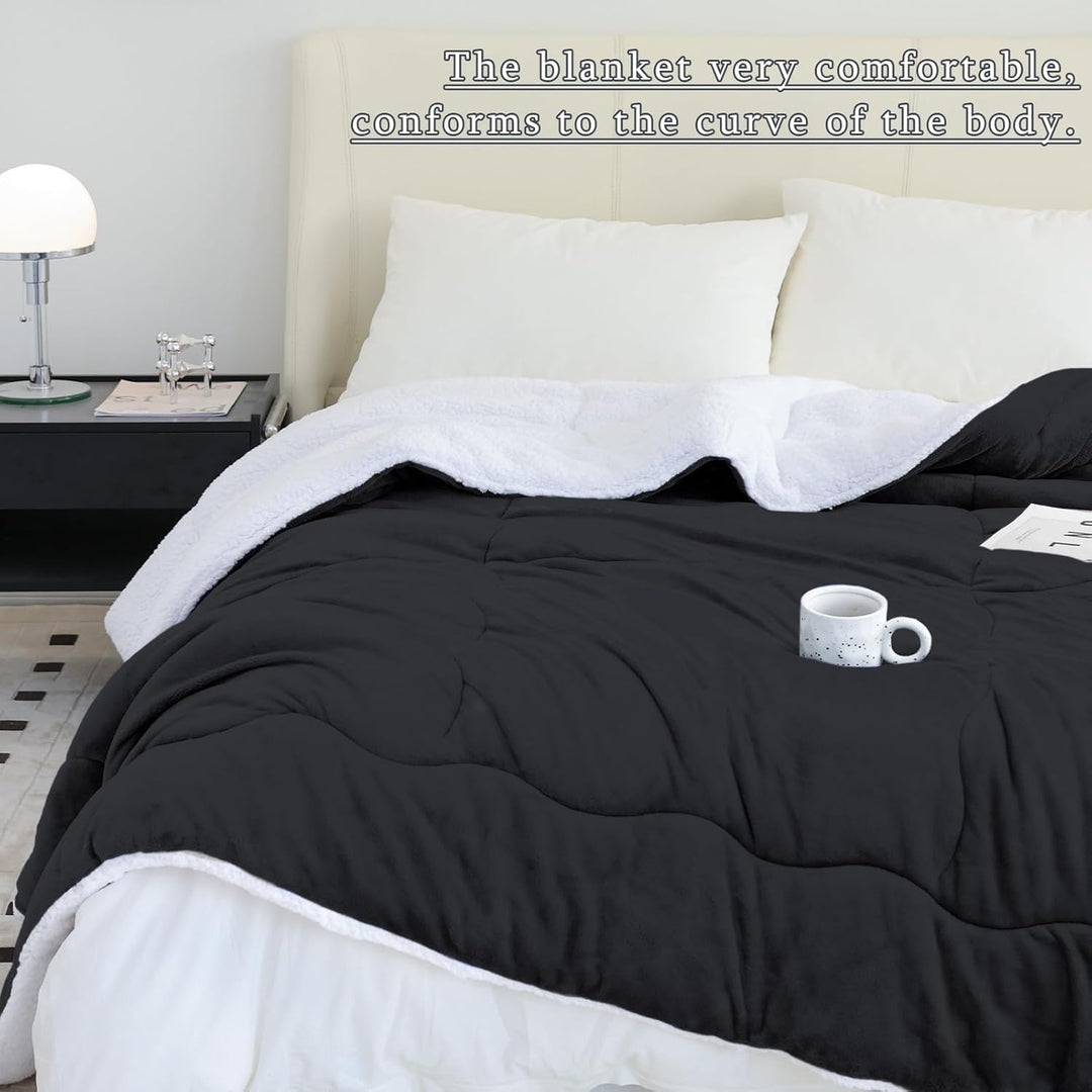 CHOSHOME Kuscheldecke Flauschig 150x200CM Sherpa Decke Warm Flanell Schwarz Kuscheldecke Gross Decke