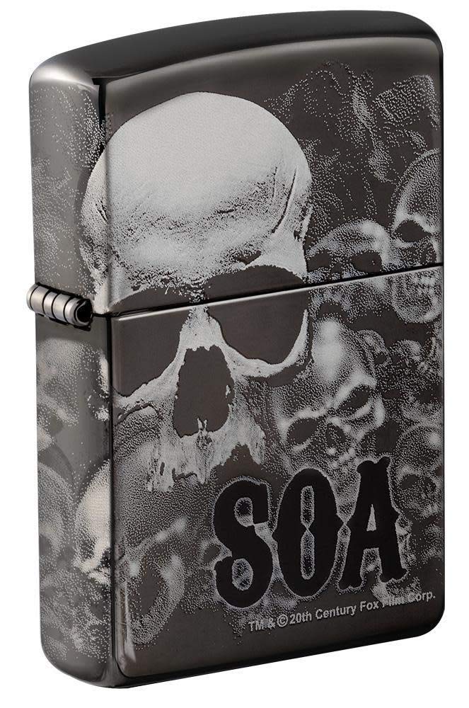 Zippo 49192 Unisex-Erwachsene Sons of Anarchy Skulls Pocket Classic Lighter, Black Ice 360 Design, E