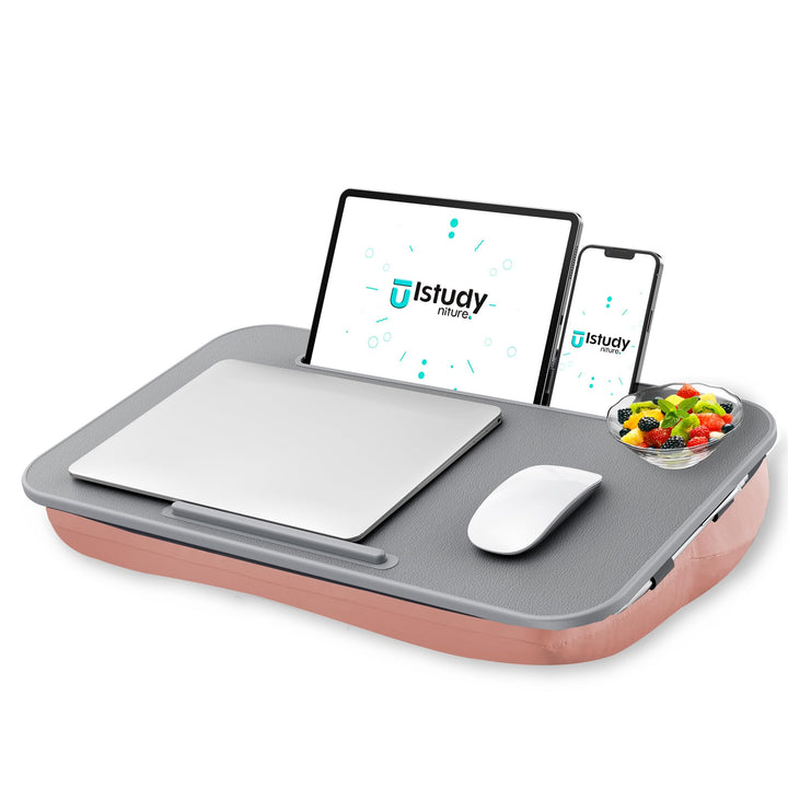 ISTUDYNITURE Knietisch mit Kissen, Schossschreibtisch für Laptop, passend für Laptops bis zu 43,2 cm