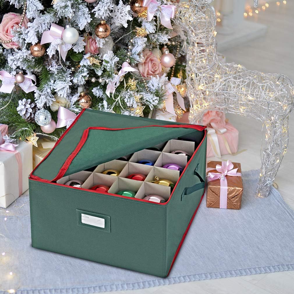 ProPik Weihnachtskugeln Aufbewahrungsbox, Christbaumschmuck Aufbewahrung für 75 Christbaumkugeln Grü