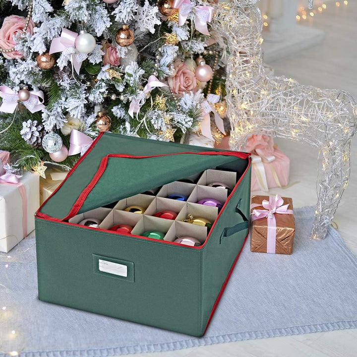 ProPik Weihnachtskugeln Aufbewahrungsbox, Christbaumschmuck Aufbewahrung für 75 Christbaumkugeln Grü
