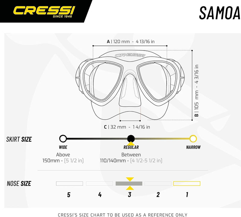 Cressi Samoa zum Tauchen und Schnorcheln - Samoa Maske oder Set Samoa Maske + Schnorchel Mexico, Ein