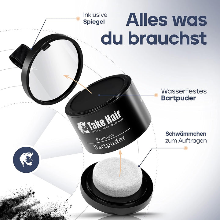 Take Hair Bartfärbemittel I 100% wasserfest I 4g Bartpuder für einen volleren Bart, Bartfärbemittel