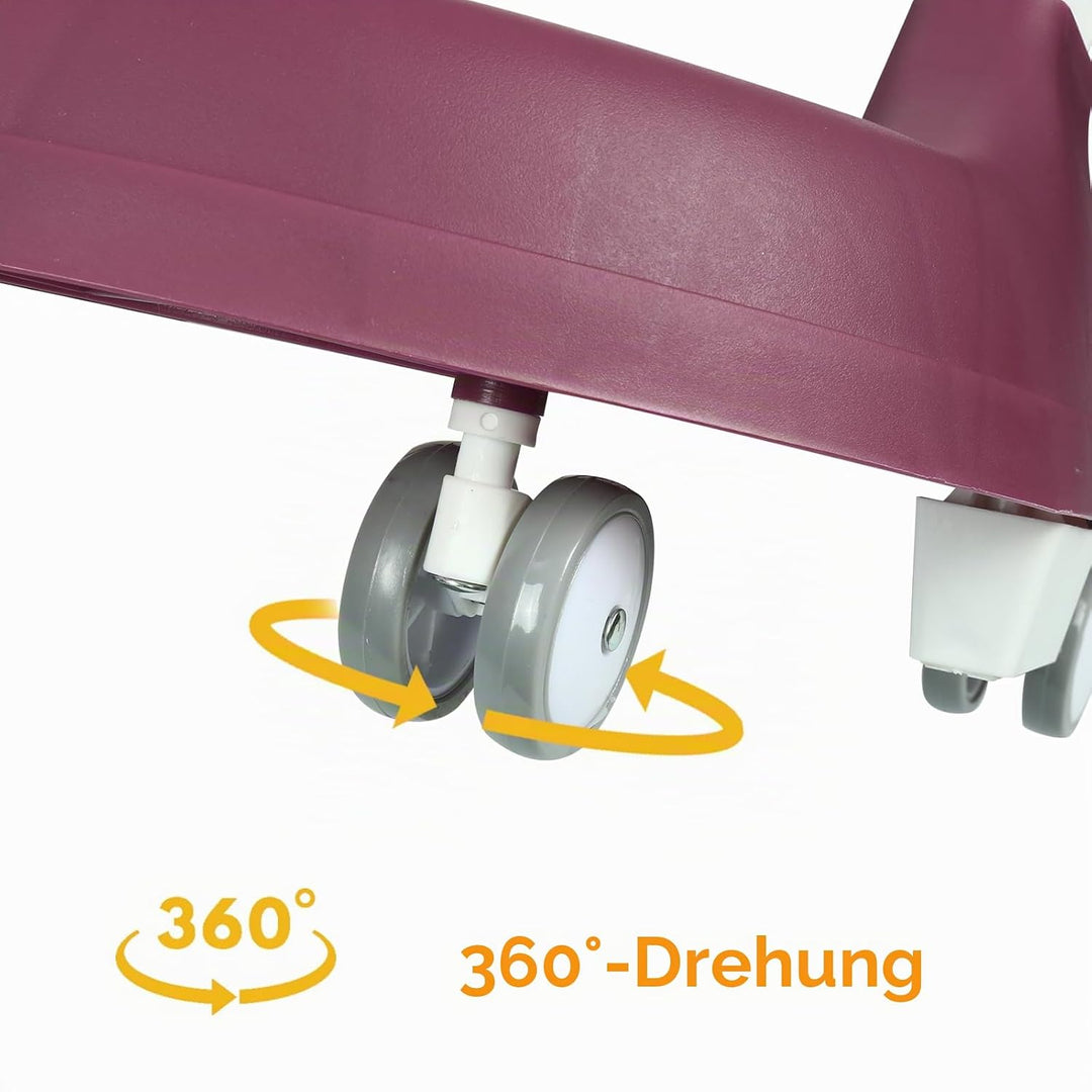 2-in-1 Lauflernhilfe für Babys mit abnehmbarer Fütterungsplatte und Musiktablett, zusammenklappbarer