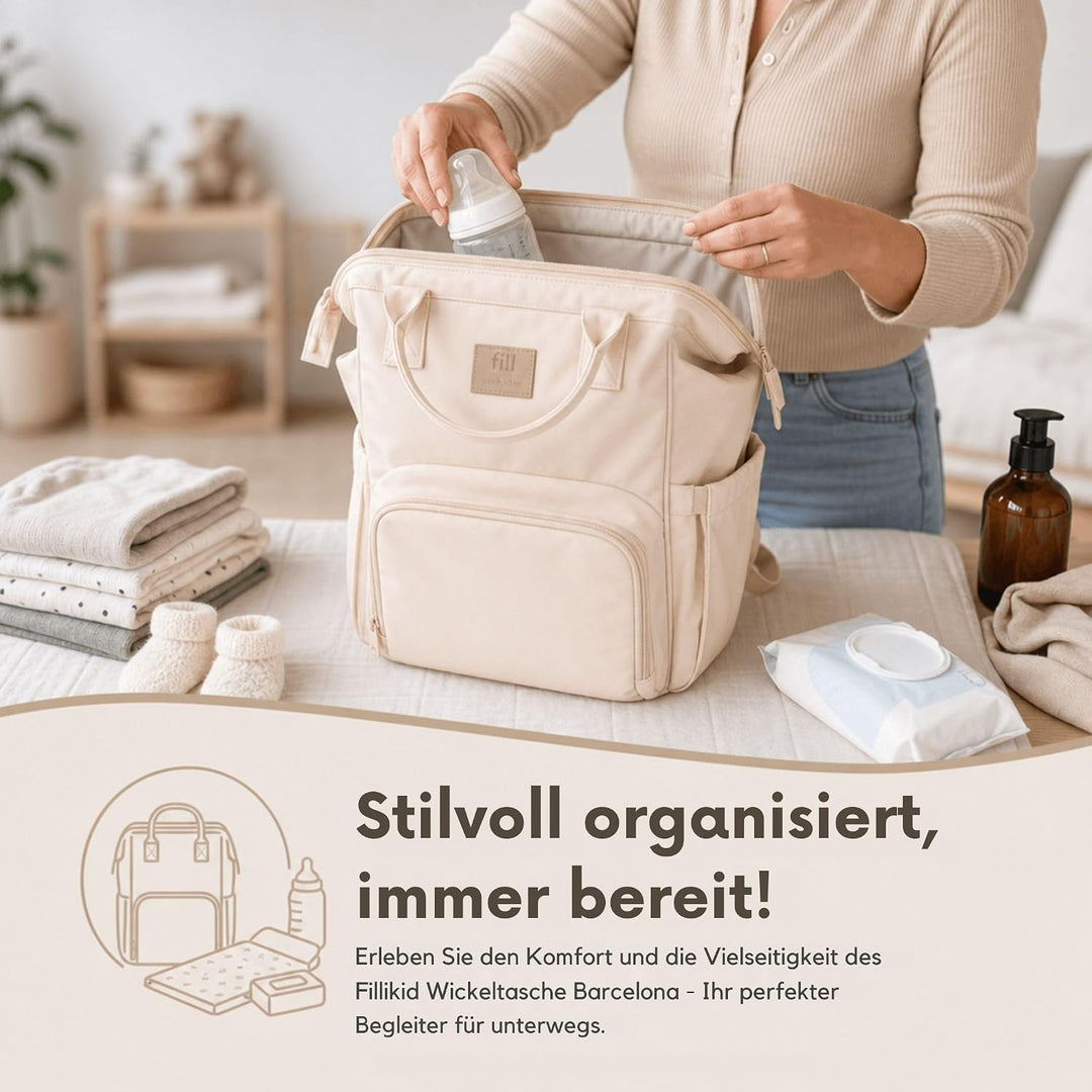 Fillikid Wickelrucksack Barcelona | Geräumiger & stylischer Rucksack mit vielen Fächern, isoliertem