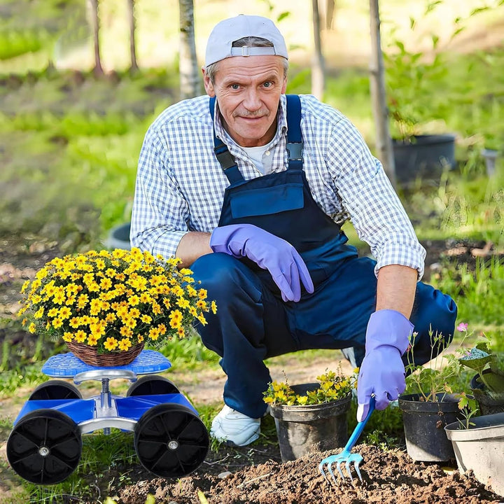 Knowlife Gartenhocker mit Rädern - Rollender Hocker Mit Höhenverstellbarem Drehsitz | Verstellbarer