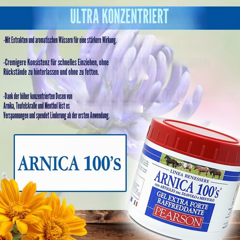ARNICA 100'S - Arnika für Pferde, kühlendes Gel Extra Forte von Pearson [500ml]. Arnika Gel Forte, C
