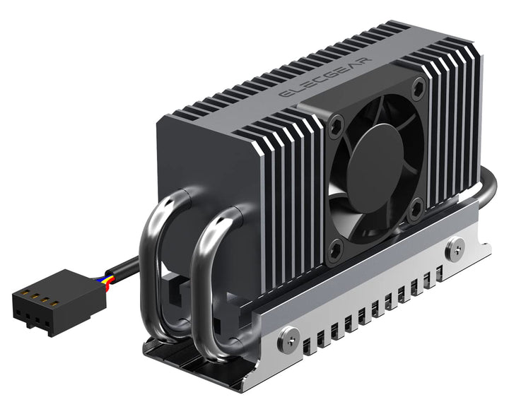 ElecGear EL-80X M.2 2280 SSD Kühler, PWM Lüfter + Heatpipe + Kühlkörper aus Aluminium Heatsink für 8