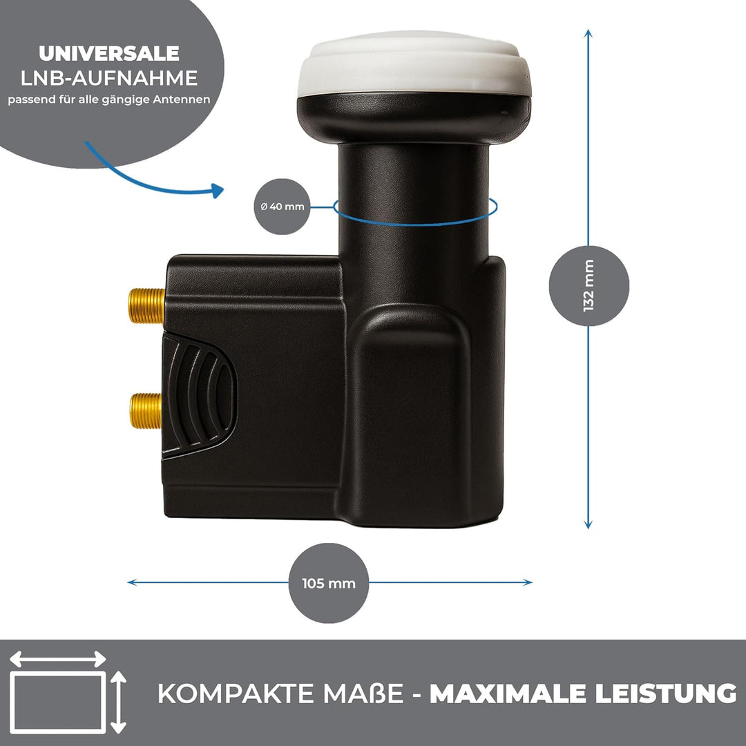 Premium X Deluxe Twin LNB - Signalumsetzer für 2 Teilnehmer mit digitalem SAT-Empfang in HD, UHD &amp; 4