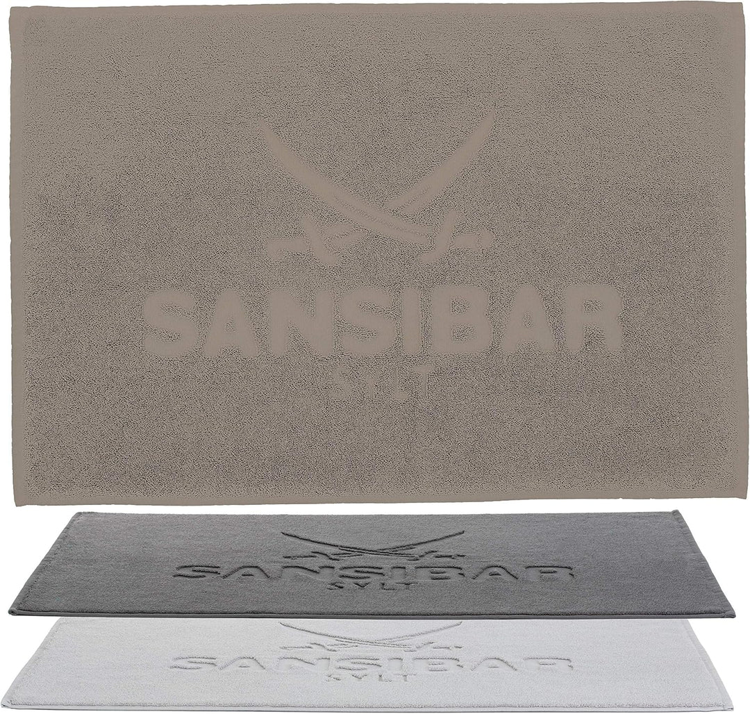 Sansibar Badvorleger Fein-Flor Badteppich Badematte 100% Baumwolle 50x80 cm (50 x 80 cm, Taupe 2er S
