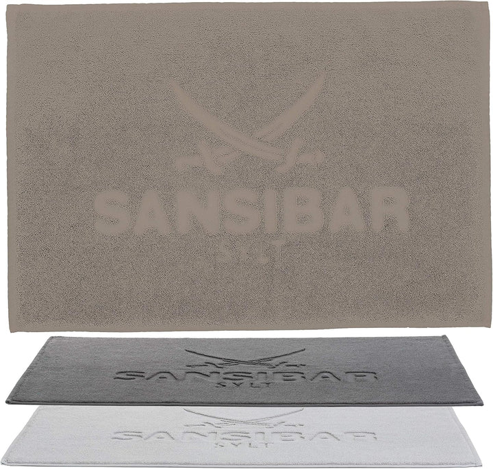 Sansibar Badvorleger Fein-Flor Badteppich Badematte 100% Baumwolle 50x80 cm (50 x 80 cm, Taupe 2er S