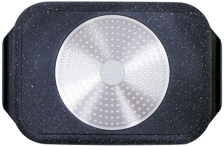 eaziglide Neverstick 2 Rechteckige Grillpfanne aus Aluminium und Edelstahl in der Farbe Schwarz, Mas