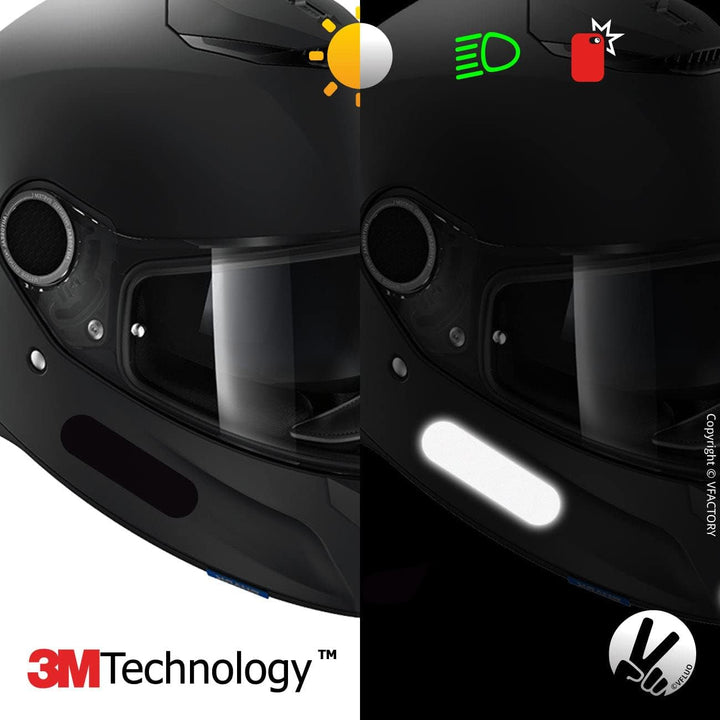 VFLUO - Kit 4 Streifen Schwarz Reflektierende Aufkleber für Motorradhelm - zugelassen für FR-Masse -