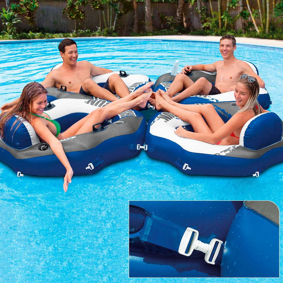 Intex 58854EU - Aufblasbarer Schwimmring River Run, Vinyl, Mehrfarbig, 130x126 cm achteckiger Sessel