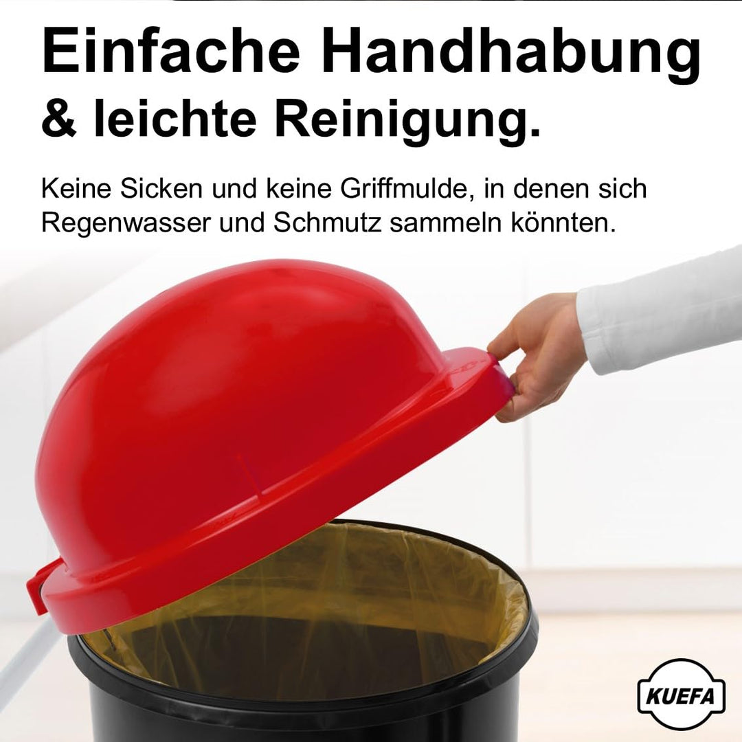 KUEFA HD 60L Müllsackständer, Mülleimer mit Scharnierdeckel und Klemm-Ring Gelber Sack, stabil, stra