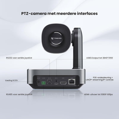 TONGVEO PTZ Konferenzraum Kamera,10x optischer Zoom USB2.0/HDMI/LAN IP Live Streaming Kamera POE Sup