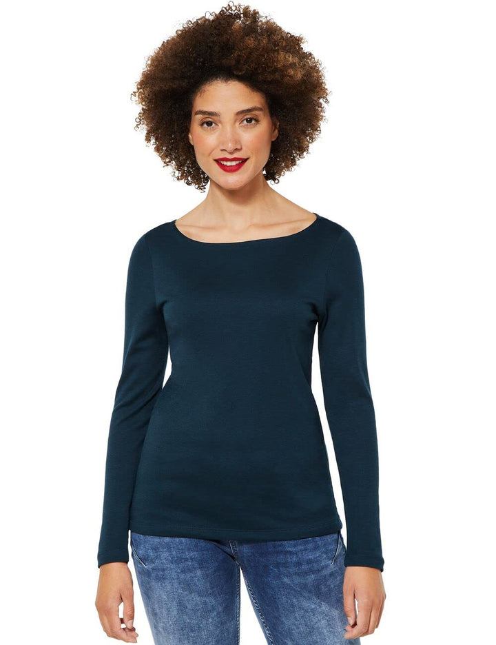 Damen Shirt in Unifarbe, 38 Deep Teal Blue