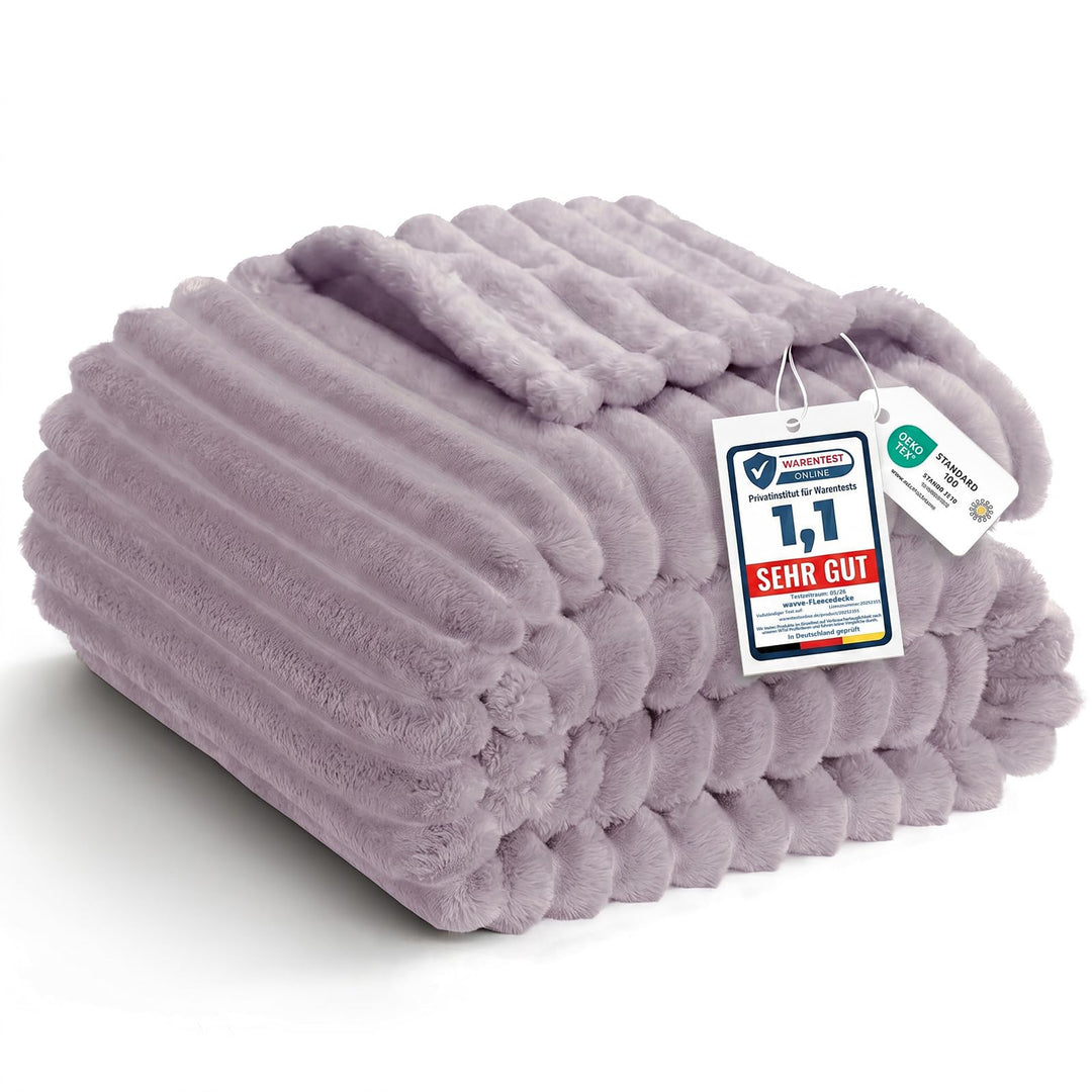 WAVVE Kuscheldecke Flauschig Decke - 150x200cm - Grauviolett - Weiche Flanell Fleecedecke, Sofadecke