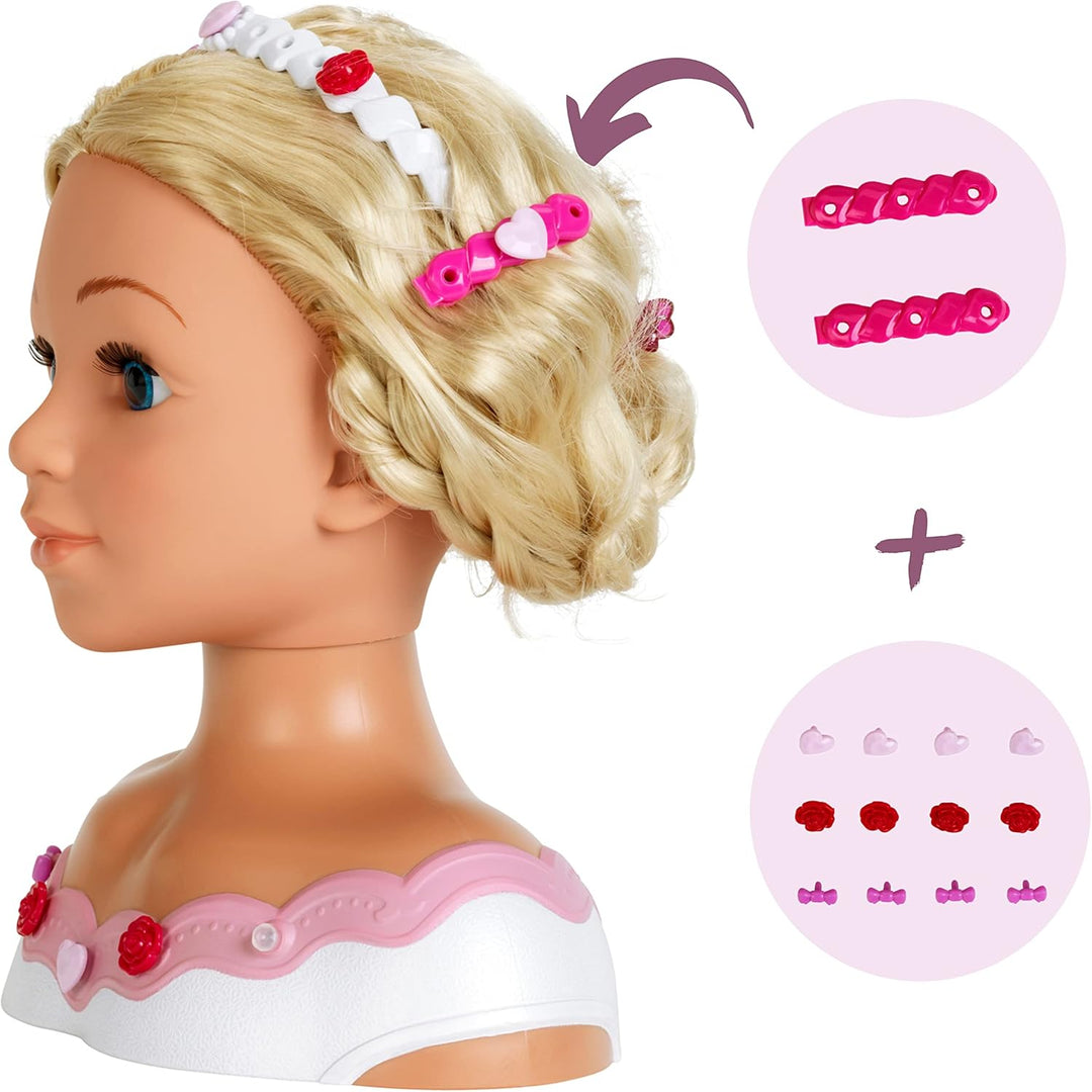 Theo Klein 5242 Schmink- u. Frisierkopf Rose| Mit Haarschmuck und Kosmetik | Spielzeug für Kinder ab