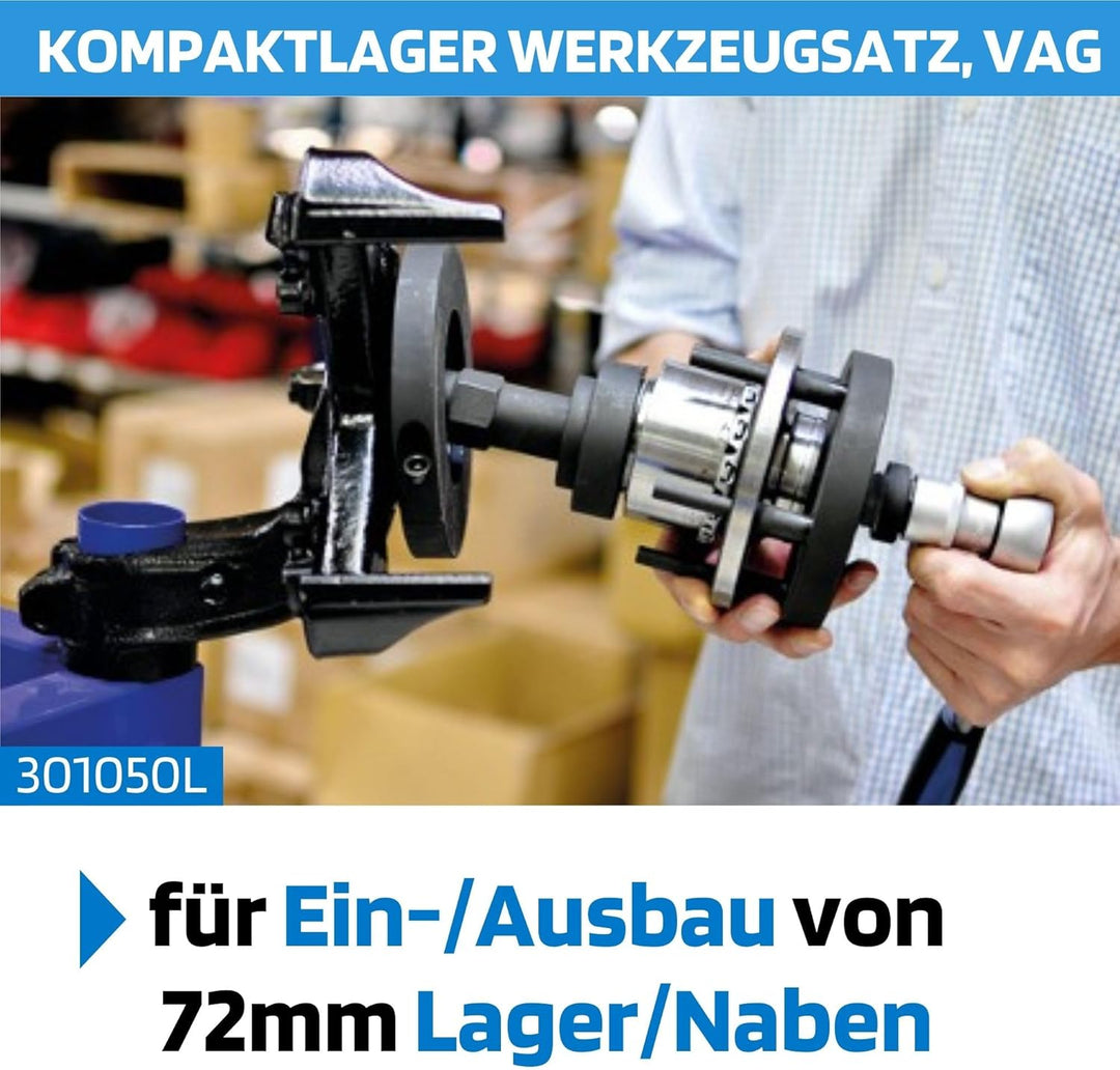 SW-Stahl 301050L Kompaktlager Werkzeugsatz, VAG, 16-teilig I Radlager Ausbau &amp; Einbau I Lagerwechsel
