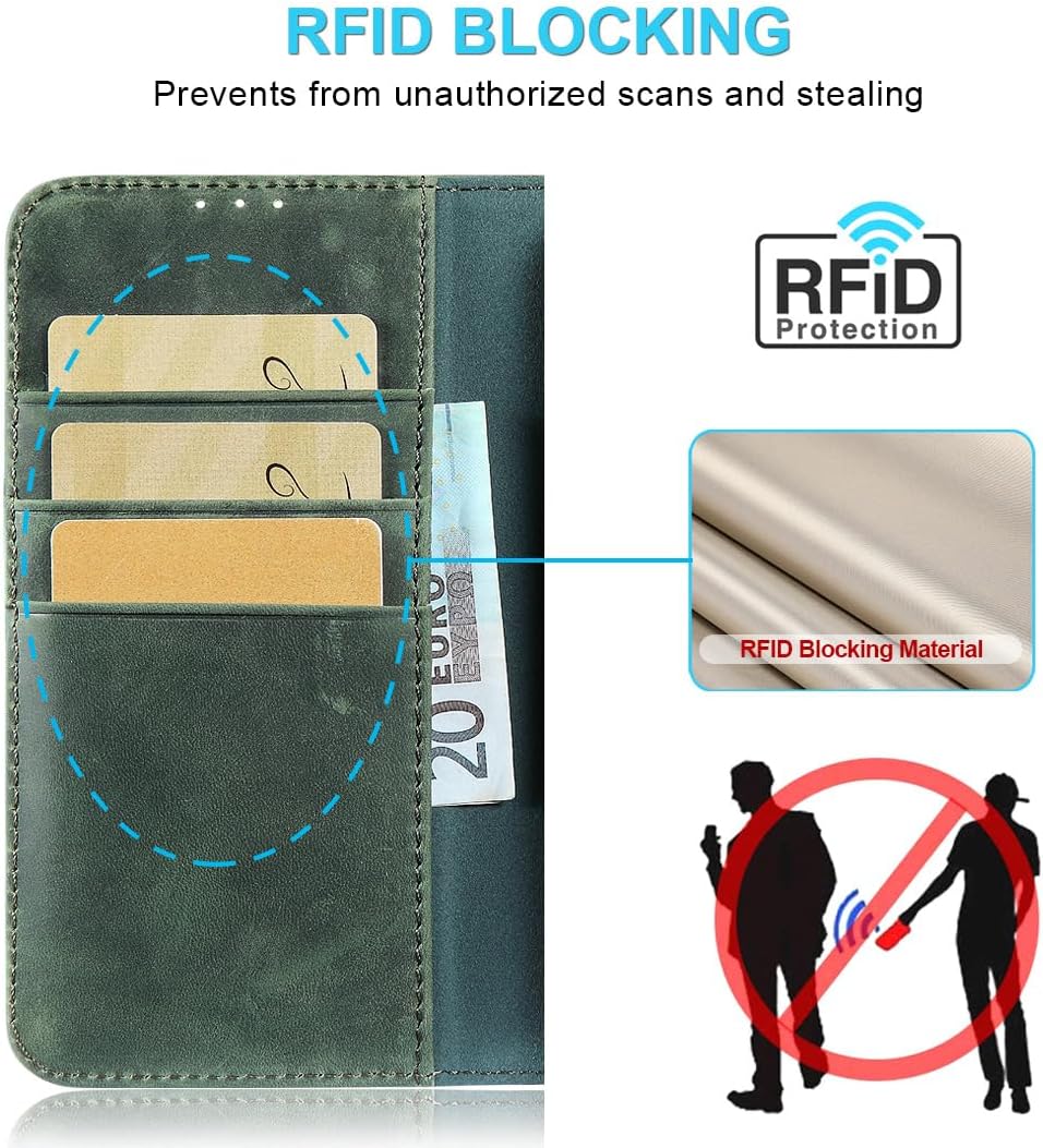LENSUN Lederhülle für iPhone 13, Echtleder Handyhülle [Wallet Fach][RFID Schutz][Echtes Leder] Hülle