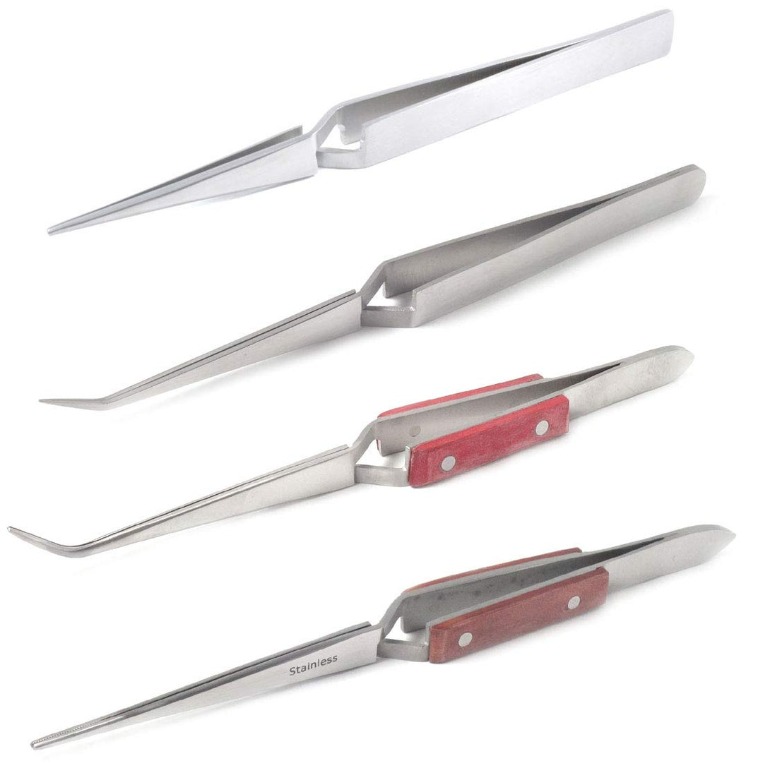Premium Pinzetten-Set – 4 Lötpinzetten/Technische Pinzetten/Kreuzpinzetten mit Sparvorteil (Isoliert