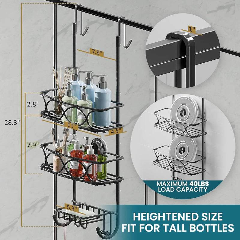 TAILI Saugnapf Hängende Duschablage Zum Hängen mit Rasierständer & Seifenhalter, Shower Shelf Mit 4