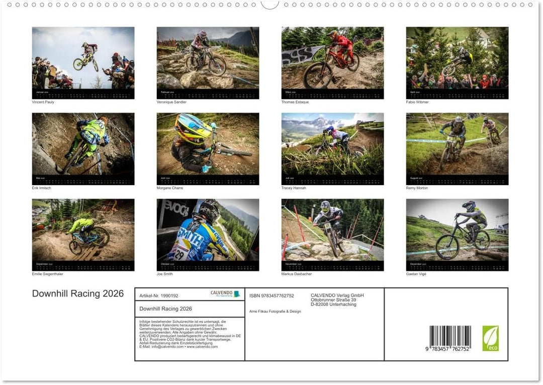 Downhill Racing 2026 (hochwertiger Premium Wandkalender 2026 DIN A2 quer), Kunstdruck in Hochglanz: