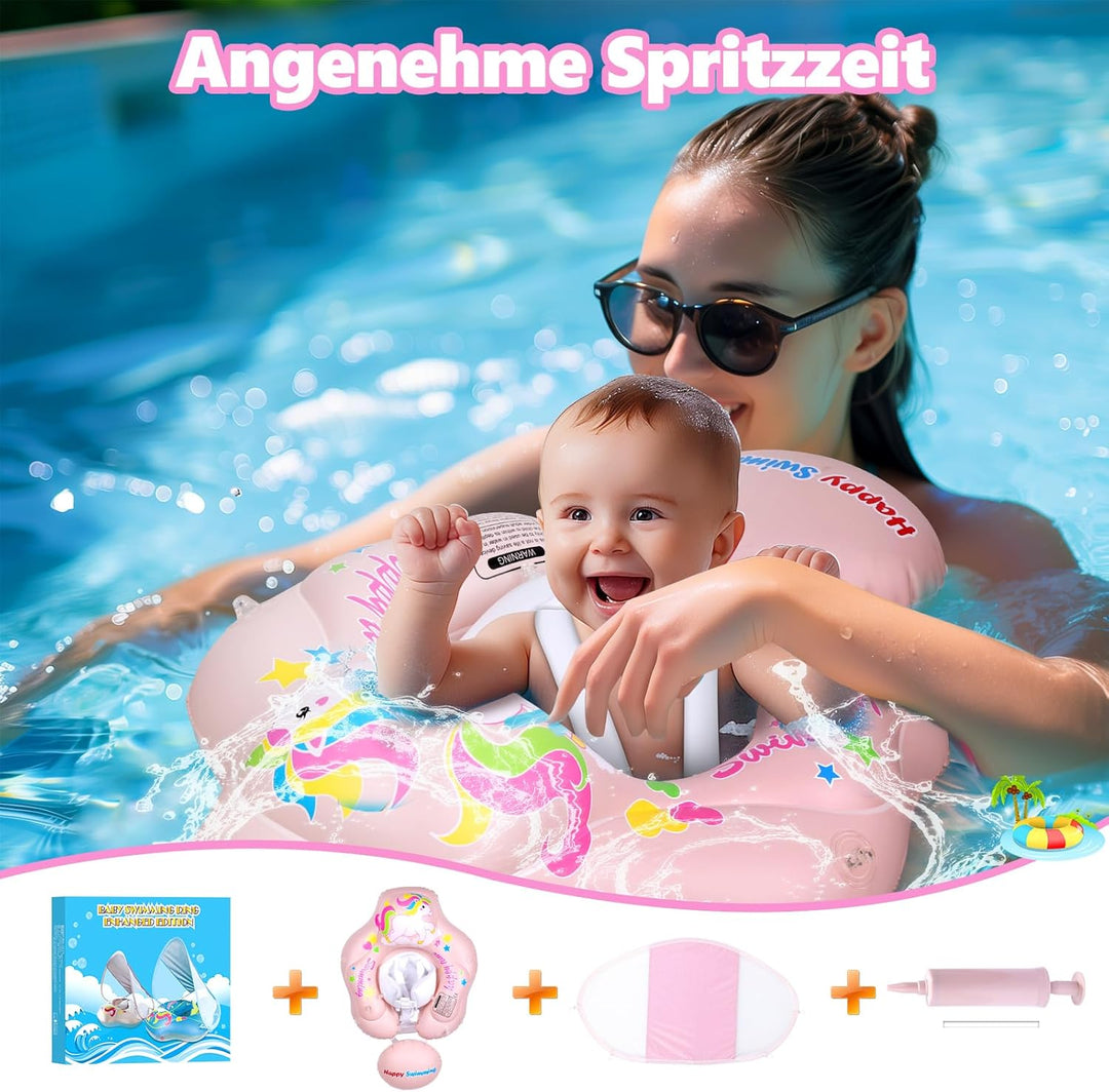 BNEHHOV Schwimmring Baby mit Sonnendach Abnehmbarem Sonnendach Schwimmsitz Kleinkinder Schwimmhilfe