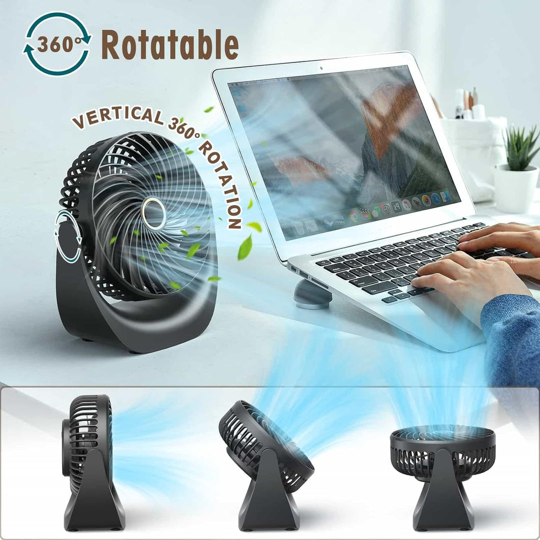 Ventilator,USB Tischventilator,Mini Ventilator Leise,mit 5 Windgeschwindigkeiten und 360° Drehung,40
