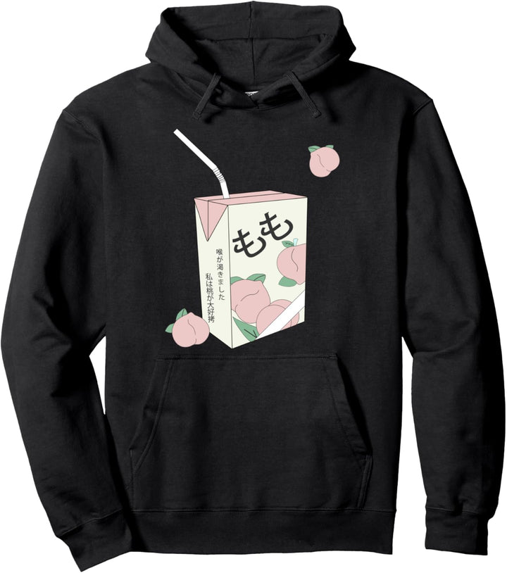 90er Jahre japanischer Text Ästhetisches Mädchen Peach Juice Otaku Anime Pullover Hoodie