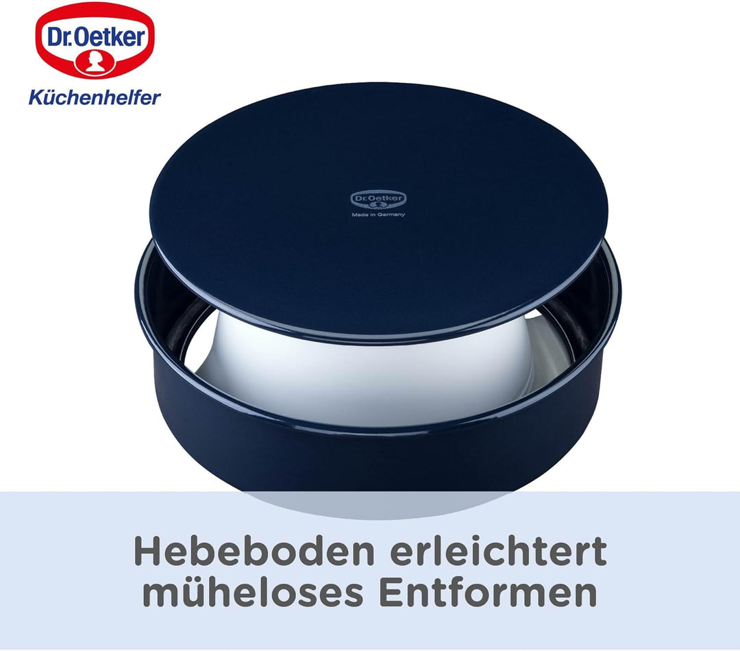 Dr. Oetker 2363 Oetker Hebeboden Ø 28 cm BACK-LIEBE EMAILLE, runde Backform mit schnitt- & kratzfest