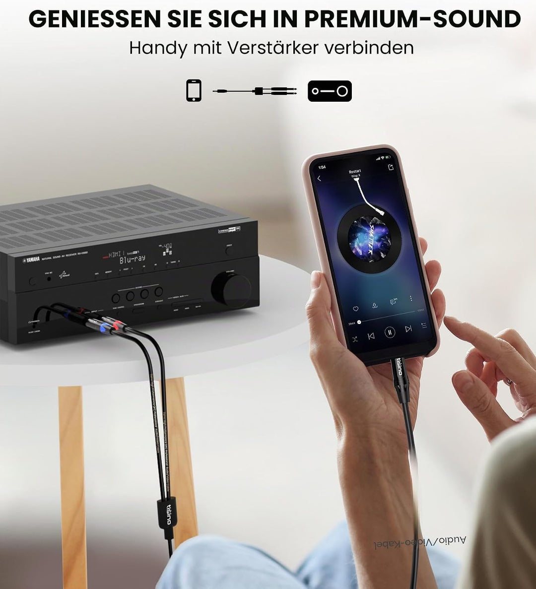 Tisino 3,5 mm auf 6,35 mm Stereo-Kabel, Mini-Klinkenstecker TRS Stereo auf Dual 6,35 mm TS Mono Y-Sp