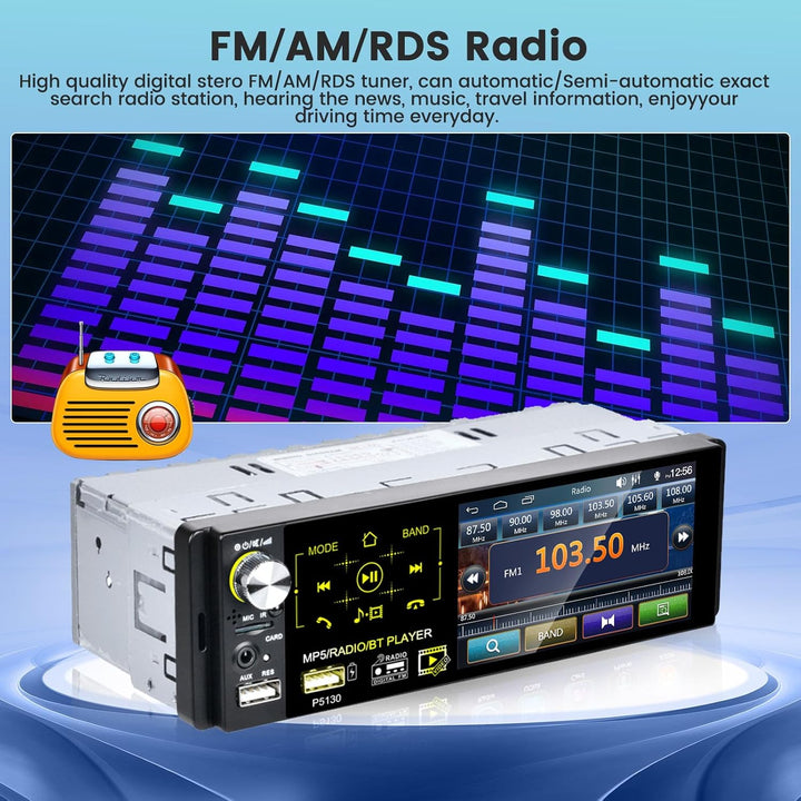 RDS Autoradio 1 Din Bluetooth Freisprecheinrichtung Autoradio mit 4.1 Zoll Bildschirm 1 Din Auto Rad