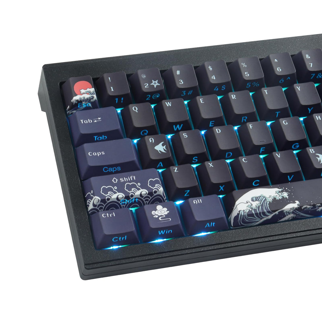 Sunzit PBT Custom Keycaps,129 Tasten Korallenmeer Tastenkappen Cherry Profil Dye-Sub Shine Through S