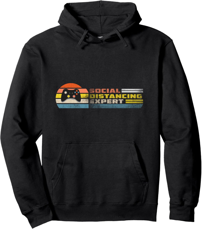 Vintage Retro Social Distancing Expert Controller Computer Pullover Hoodie