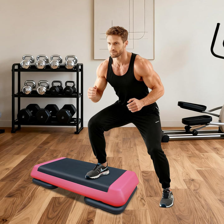 Aerobic Stepper für Fitness und Training, 76x35cm Steppbrett Höhenverstellbar, Step-Plattform-Traine