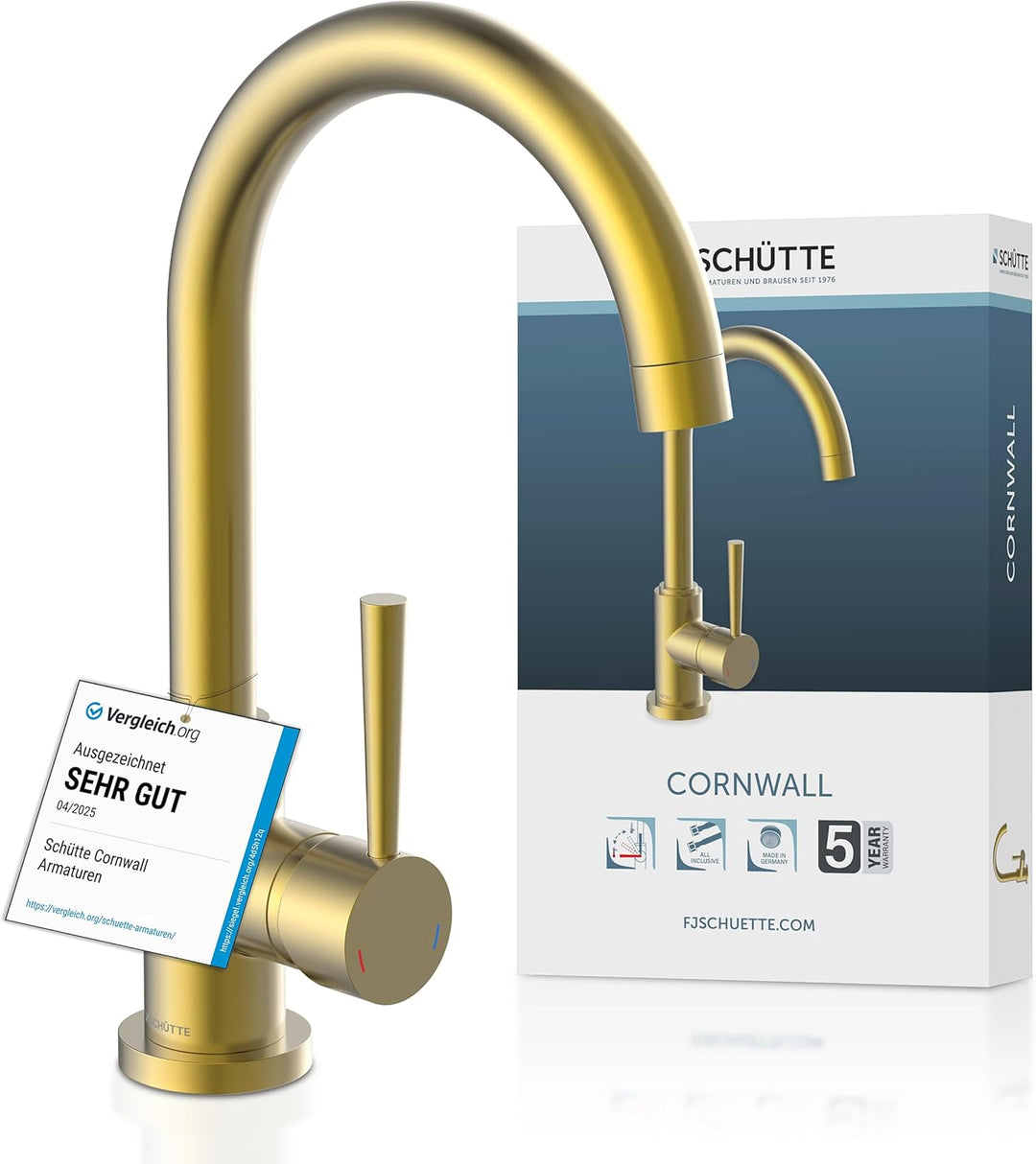 SCHÜTTE 79167 Küchenarmatur Cornwall, 360 Grad schwenkbarer Wasserhahn Küche, Mischbatterie für die