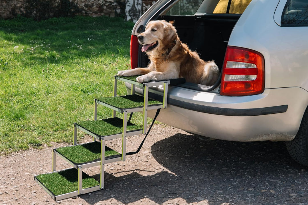 Hundetreppe Auto Klappbar - Hundetreppe Grosse Hunde - Anti-rutsch Kunstrasen Einsatz - Leuchtende L
