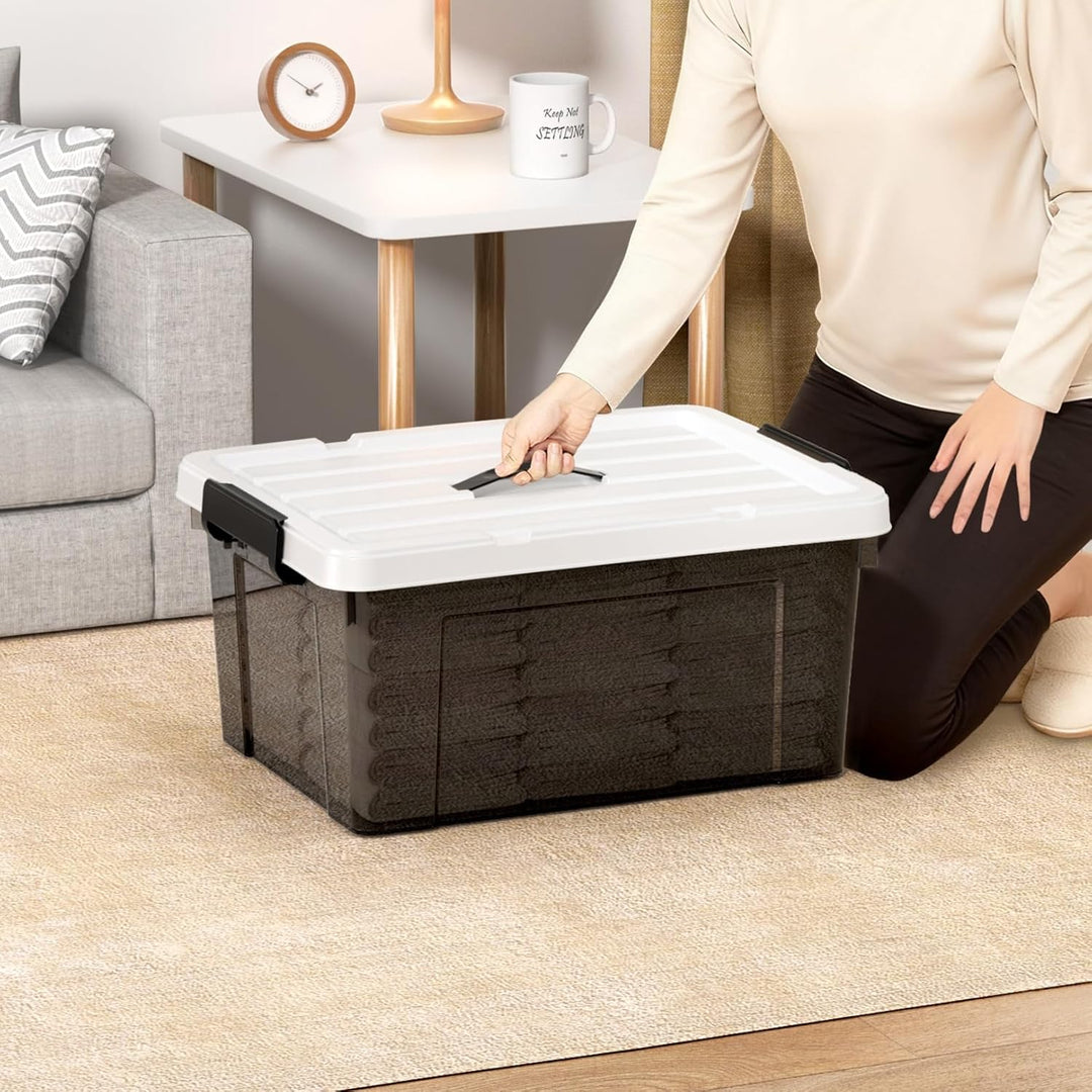 Cetomo,35L,3er-Pack, Aufbewahrungsbox mit deckel,Aufbewahrungsboxen, mit Clips, stapelbar, Wohnzimme
