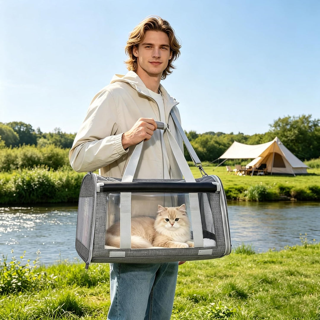 PETCUTE Hundetransportbox für Hunde und Katzen,Faltbar Tragetasche Hund Transportbox Katze mit Inter
