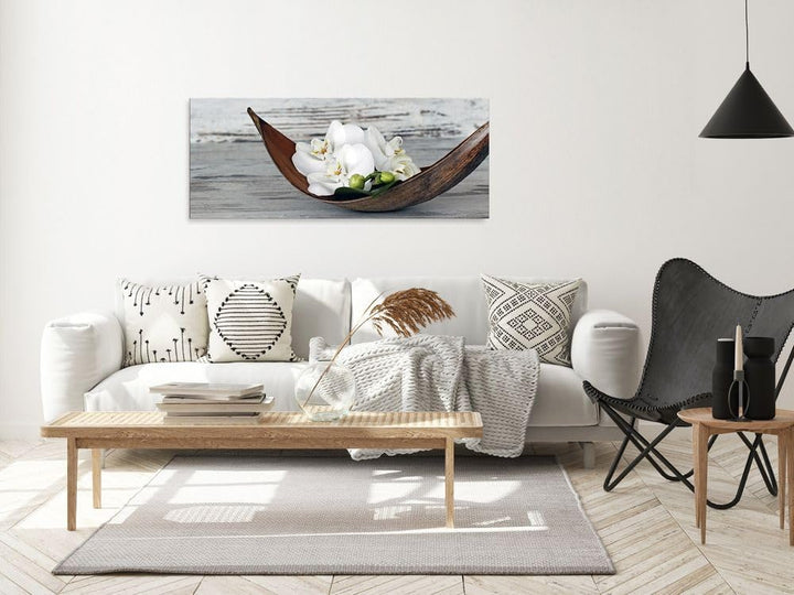 artissimo, Glasbild XXL, 125x50 cm Querformat, AG5407A, Blumen und Natur: Schale mit Orchideen, Bild
