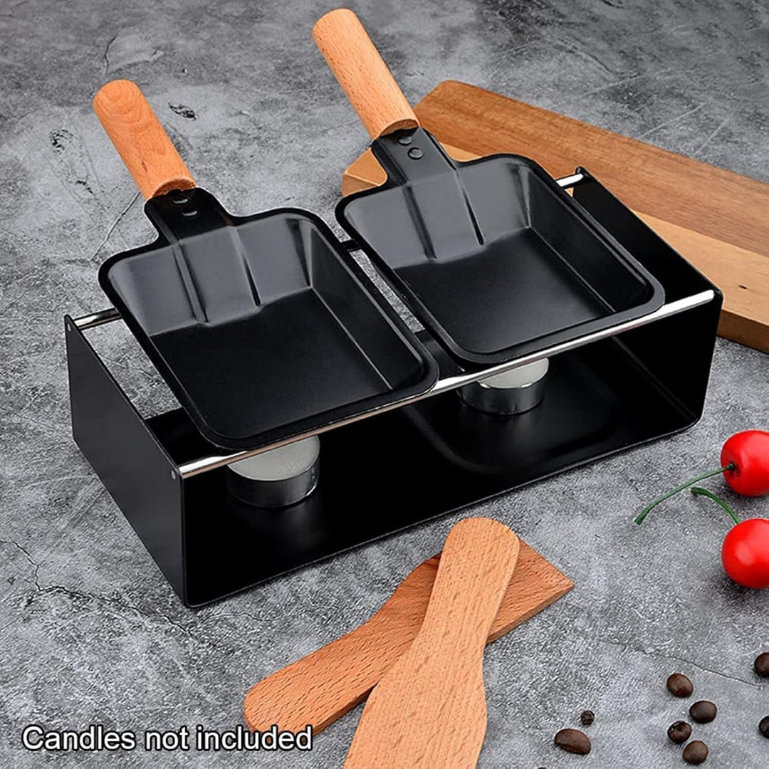 Holzsammlung Raclette-Set,Mini Raclette Grill Portable Käseschmelzer Käse Raclette Grill mit 2 Stück