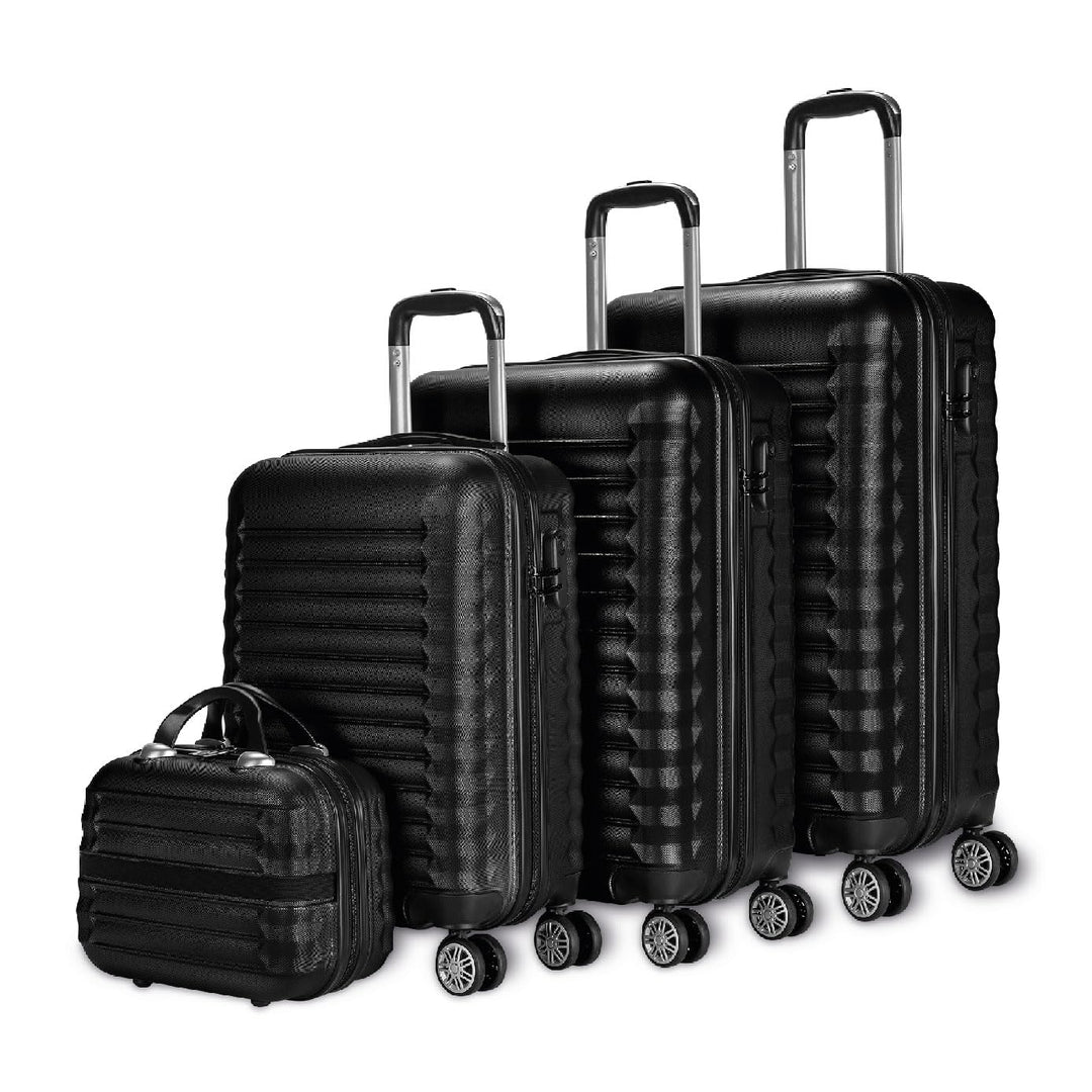 NUMADA - Gepäck-Set und Kulturbeutel 4 Stück Schwarz, gross 75cm, mittel 63cm, klein 53cm und Kultur