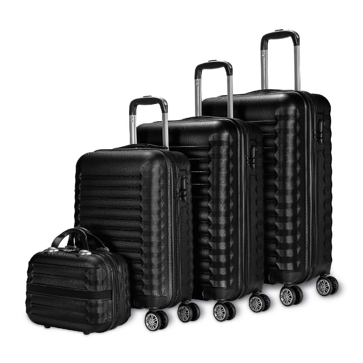 NUMADA - Gepäck-Set und Kulturbeutel 4 Stück Schwarz, gross 75cm, mittel 63cm, klein 53cm und Kultur