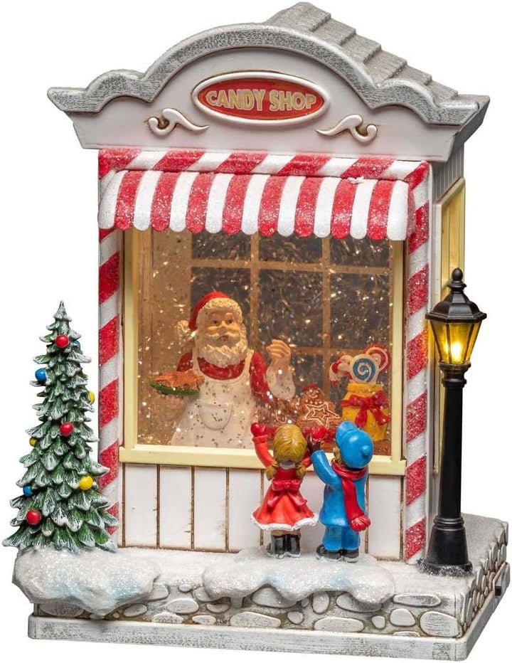 Konstsmide Schneekugel Candy Shop und Weihnachtsmann-Szene, mit Wasser gefüllt, für Innen (IP20) / O