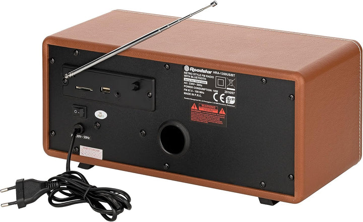 Roadstar HRA-1350 US/BT Retro-Radio mit Bluetooth, 40 Watt Musikleistung (Bluetooth, USB, SD-Karten-